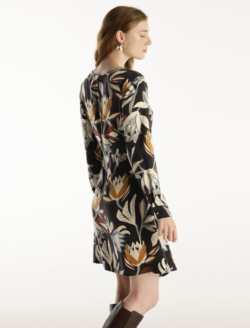 YARGICI Bisiklet Yaka Uzun Kollu Kısa Elbise