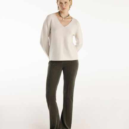 Önü Dikişli Simli Geniş Paça Pantolon Önü Dikişli Simli Geniş Paça Pantolon