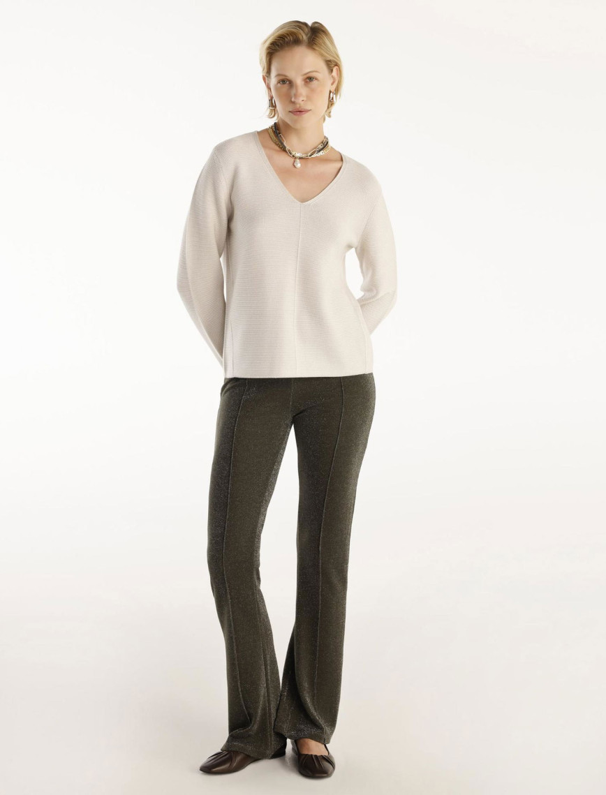 Önü Dikişli Simli Geniş Paça Pantolon Önü Dikişli Simli Geniş Paça Pantolon