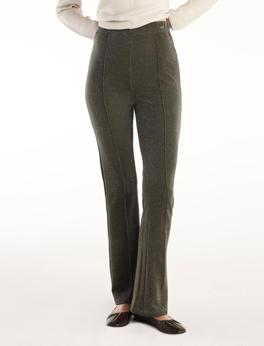 Önü Dikişli Simli Geniş Paça Pantolon Önü Dikişli Simli Geniş Paça Pantolon