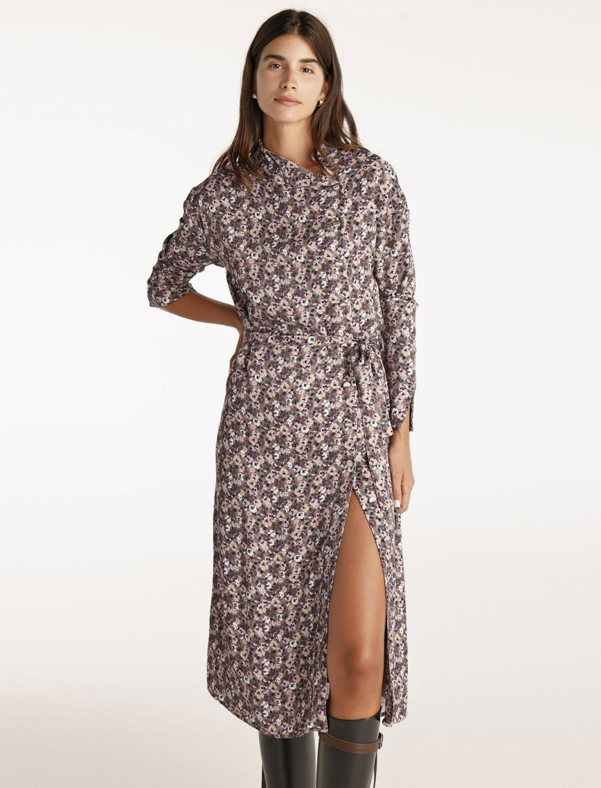 YARGICI Yüksek Yaka Kuşalı Uzun Kollu Midi Boy Elbise YARGICI Yüksek Yaka Kuşalı Uzun Kollu Midi Boy Elbise