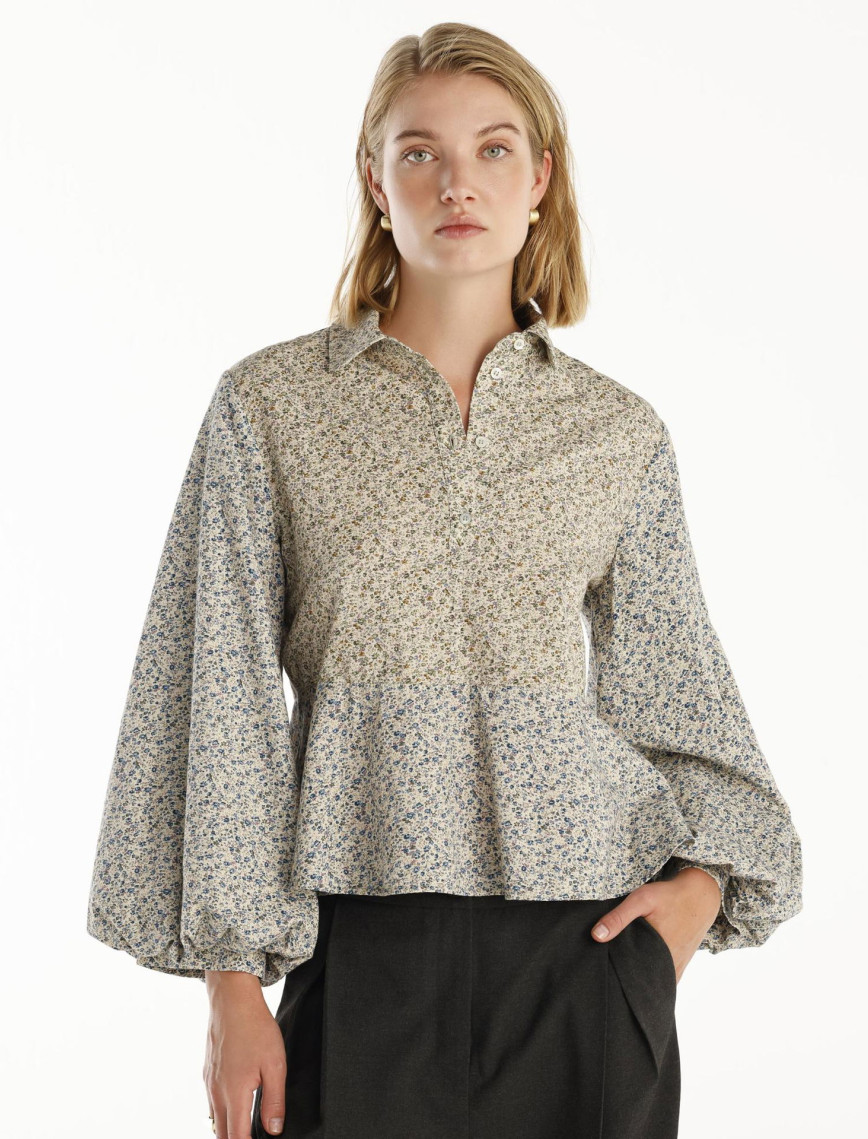 YARGICI Yarım Patlı Balon Kollu Bluz YARGICI Yarım Patlı Balon Kollu Bluz