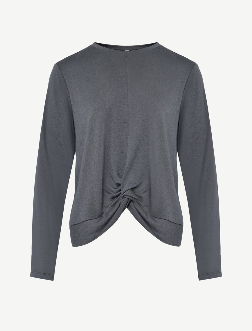 YARGICI Uzun Kollu Önü Büzgü Detaylı T-Shirt