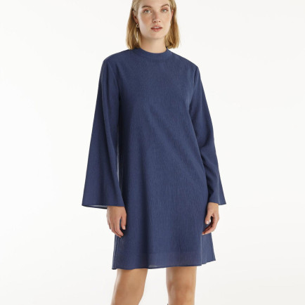 YARGICI Bisiklet Yaka Uzun Kollu Kısa Elbise