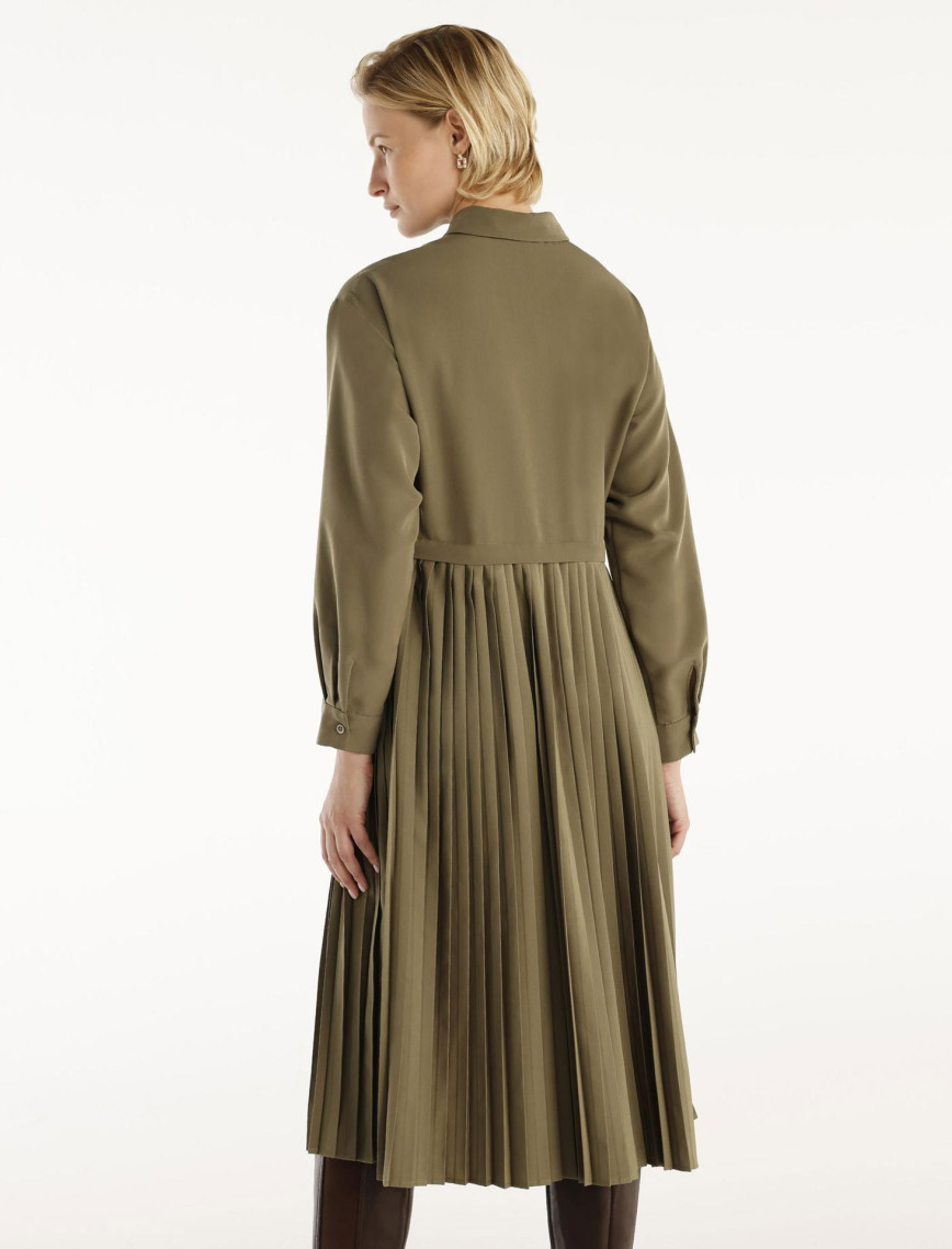 YARGICI Uzun Kollu Pliseli Midi Boy Gömlek Elbise