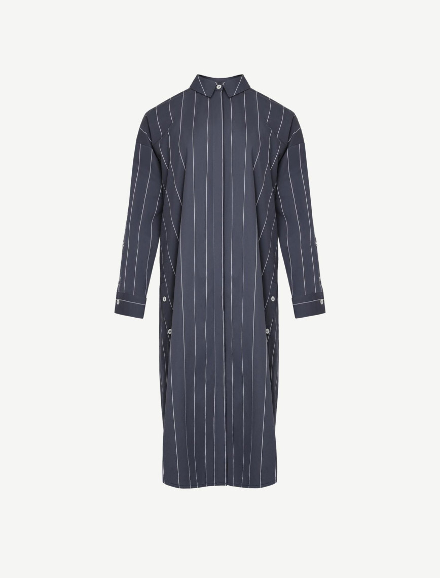 YARGICI Kolu Düğme Detaylı Midi Boy Gömlek Elbise YARGICI Kolu Düğme Detaylı Midi Boy Gömlek Elbise