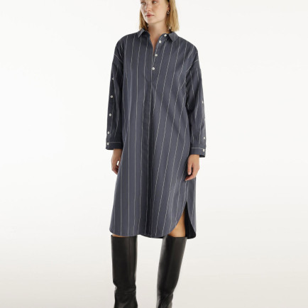 YARGICI Kolu Düğme Detaylı Midi Boy Gömlek Elbise