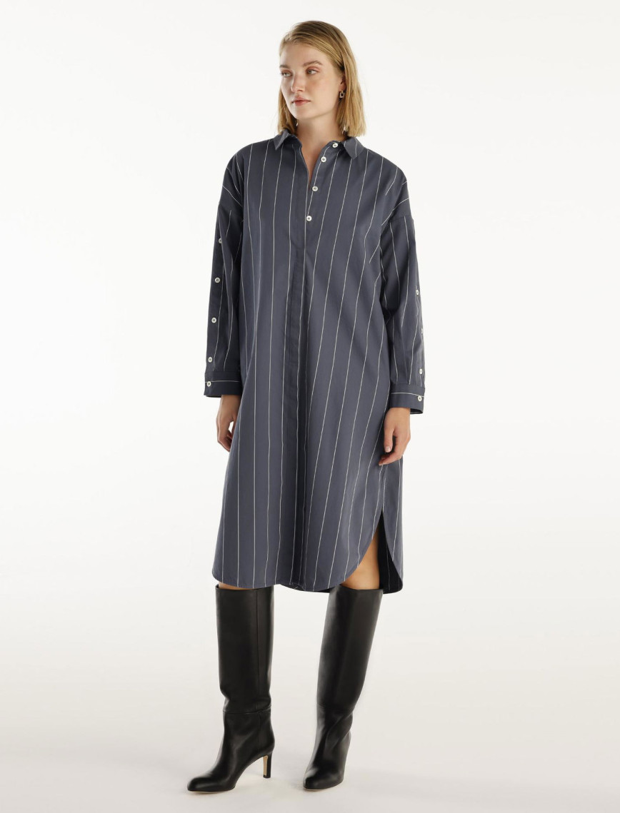 YARGICI Kolu Düğme Detaylı Midi Boy Gömlek Elbise YARGICI Kolu Düğme Detaylı Midi Boy Gömlek Elbise