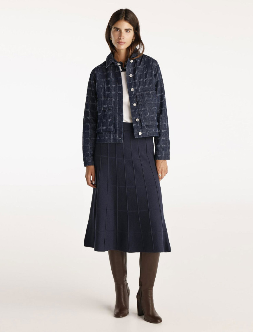 YARGICI Dekorlu Diz Altı Triko Etek YARGICI Dekorlu Diz Altı Triko Etek