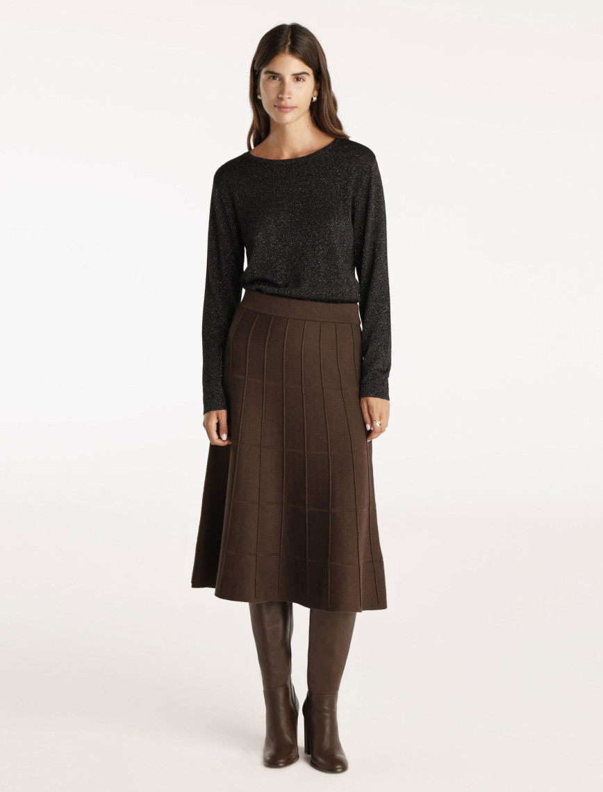 YARGICI Dekorlu Diz Altı Triko Etek YARGICI Dekorlu Diz Altı Triko Etek