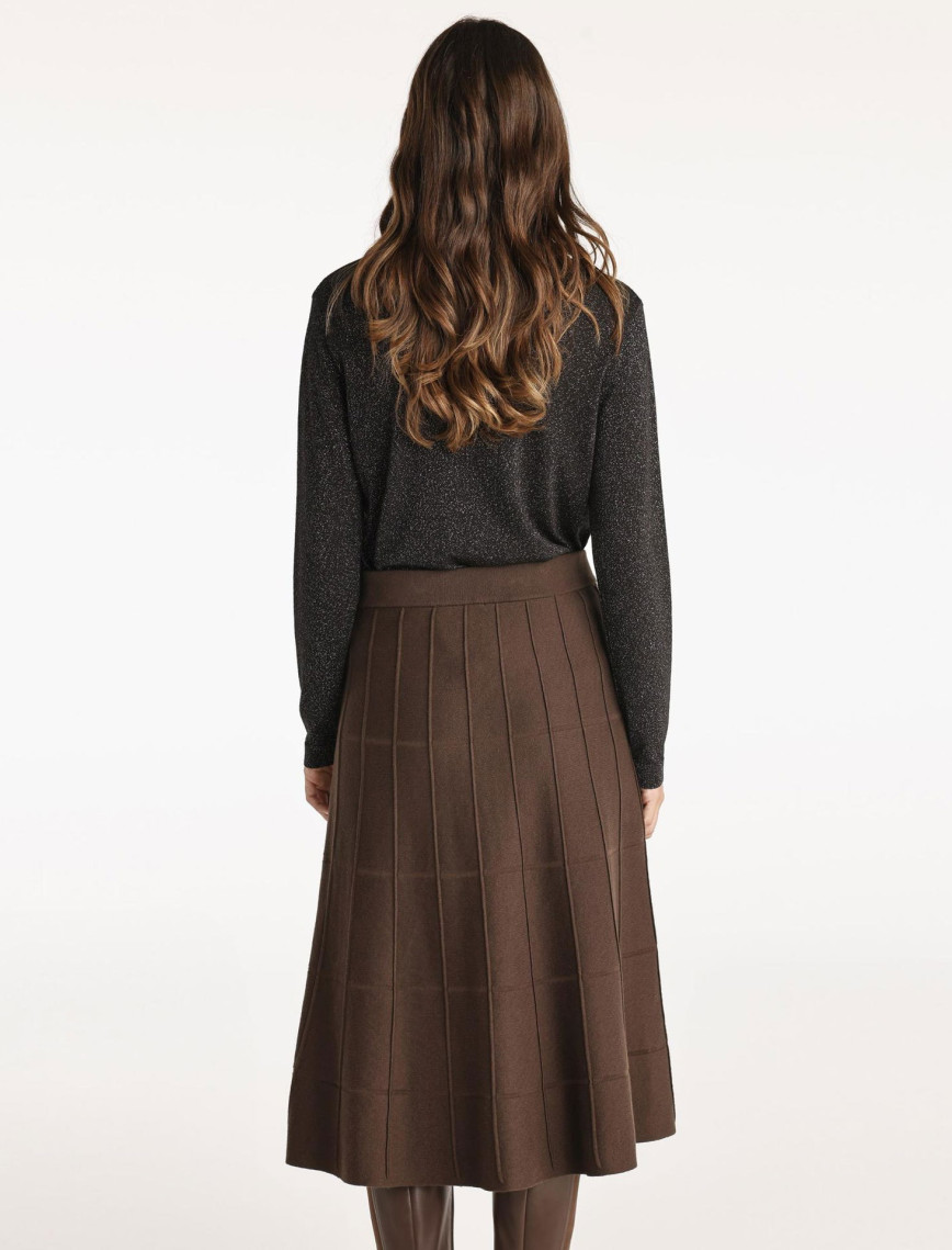 YARGICI Dekorlu Diz Altı Triko Etek YARGICI Dekorlu Diz Altı Triko Etek