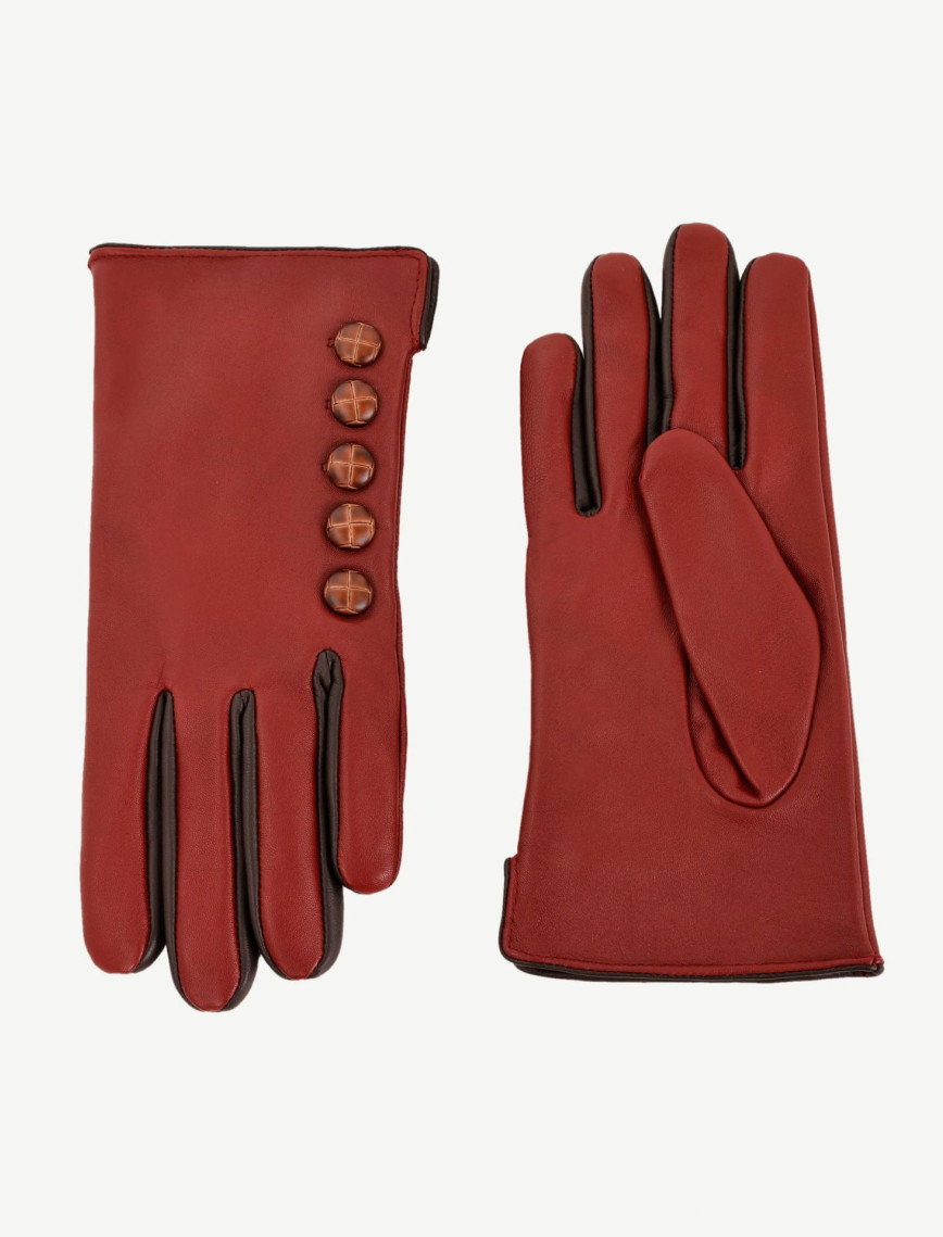 YARGICI Düğme Detaylı Deri Eldiven