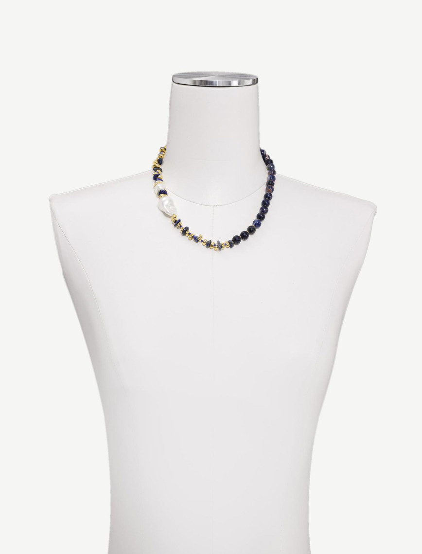 YARGICI İnci Detaylı Sodalit Kolye YARGICI İnci Detaylı Sodalit Kolye