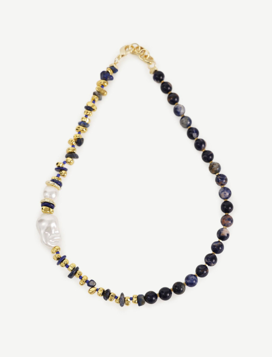 YARGICI İnci Detaylı Sodalit Kolye YARGICI İnci Detaylı Sodalit Kolye