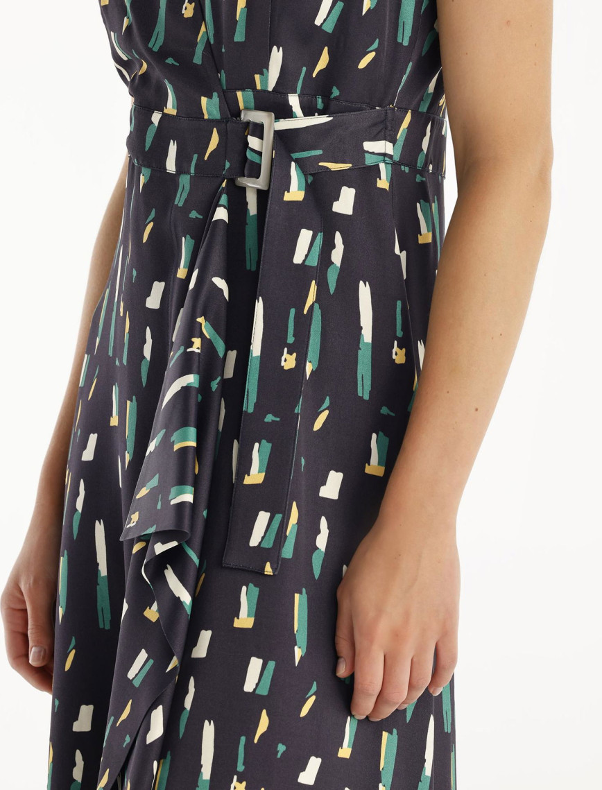 YARGICI Kemer Detaylı Kolsuz Kruvaze Midi Boy Elbise YARGICI Kemer Detaylı Kolsuz Kruvaze Midi Boy Elbise