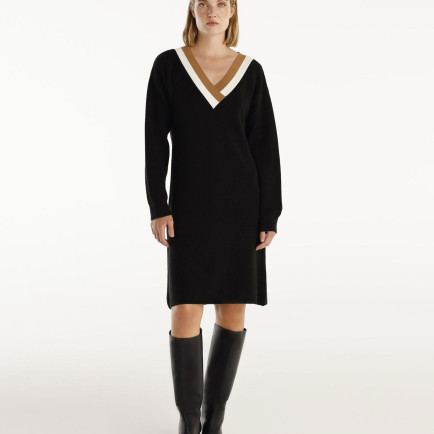 YARGICI V-Yakalı Triko Elbise