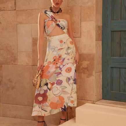 YARGICI Tek Omuz Uzun Elbise