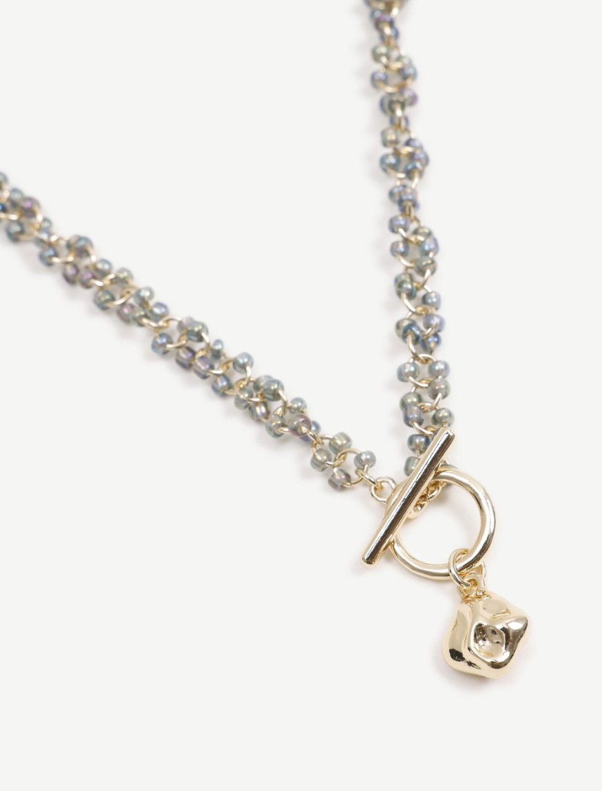 YARGICI Renkli Cam Taşlı Ve Metal Uçlu Kolye YARGICI Renkli Cam Taşlı Ve Metal Uçlu Kolye