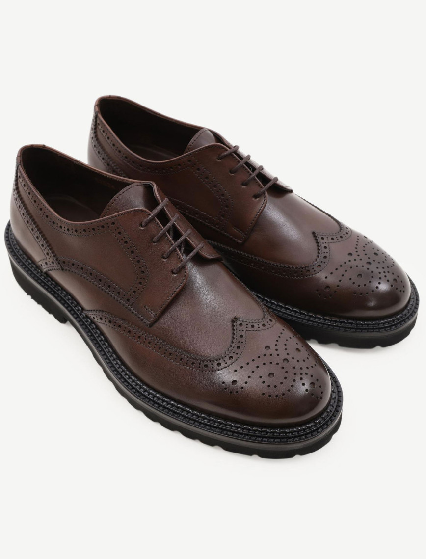 YARGICI Zımba Detaylı Deri Bağlı Ayakkabı YARGICI Zımba Detaylı Deri Bağlı Ayakkabı