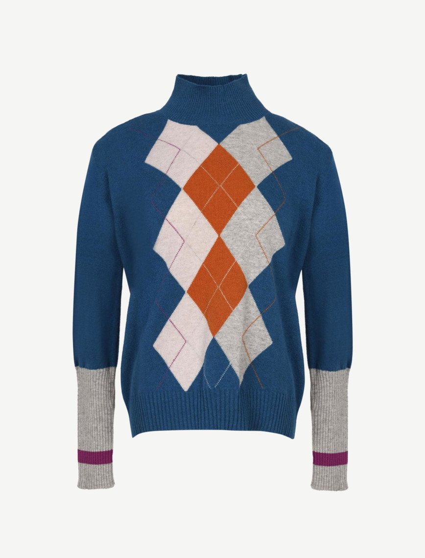 YARGICI Renk Bloklu Uzun Kazak YARGICI Renk Bloklu Uzun Kazak