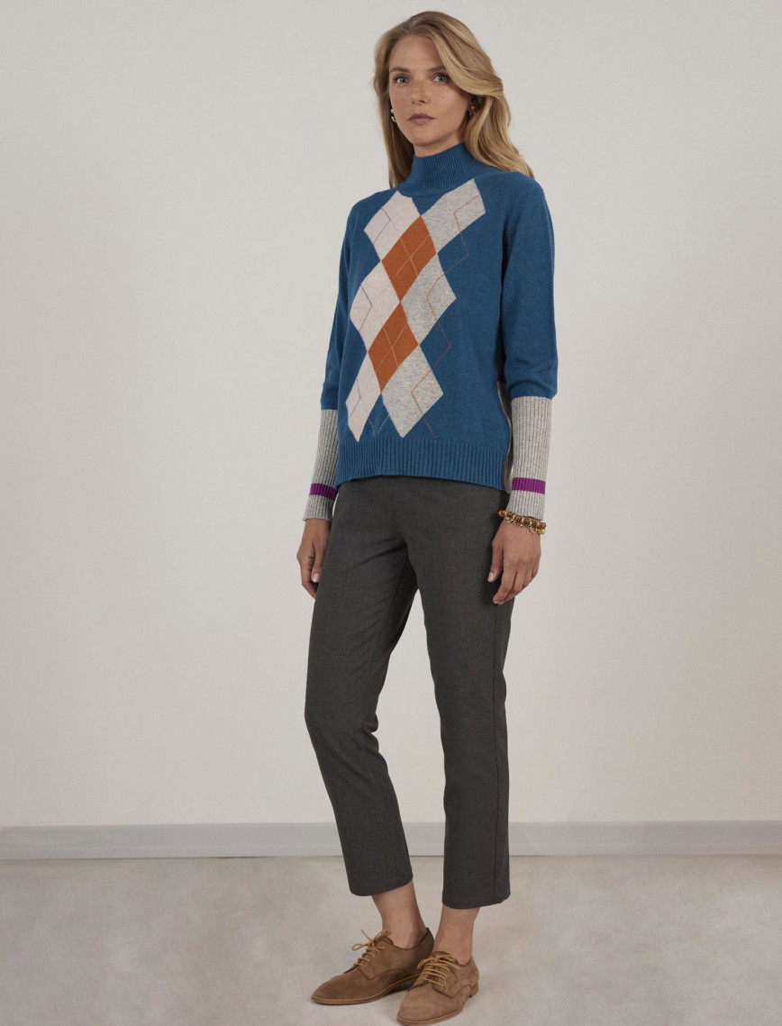 YARGICI Renk Bloklu Uzun Kazak YARGICI Renk Bloklu Uzun Kazak