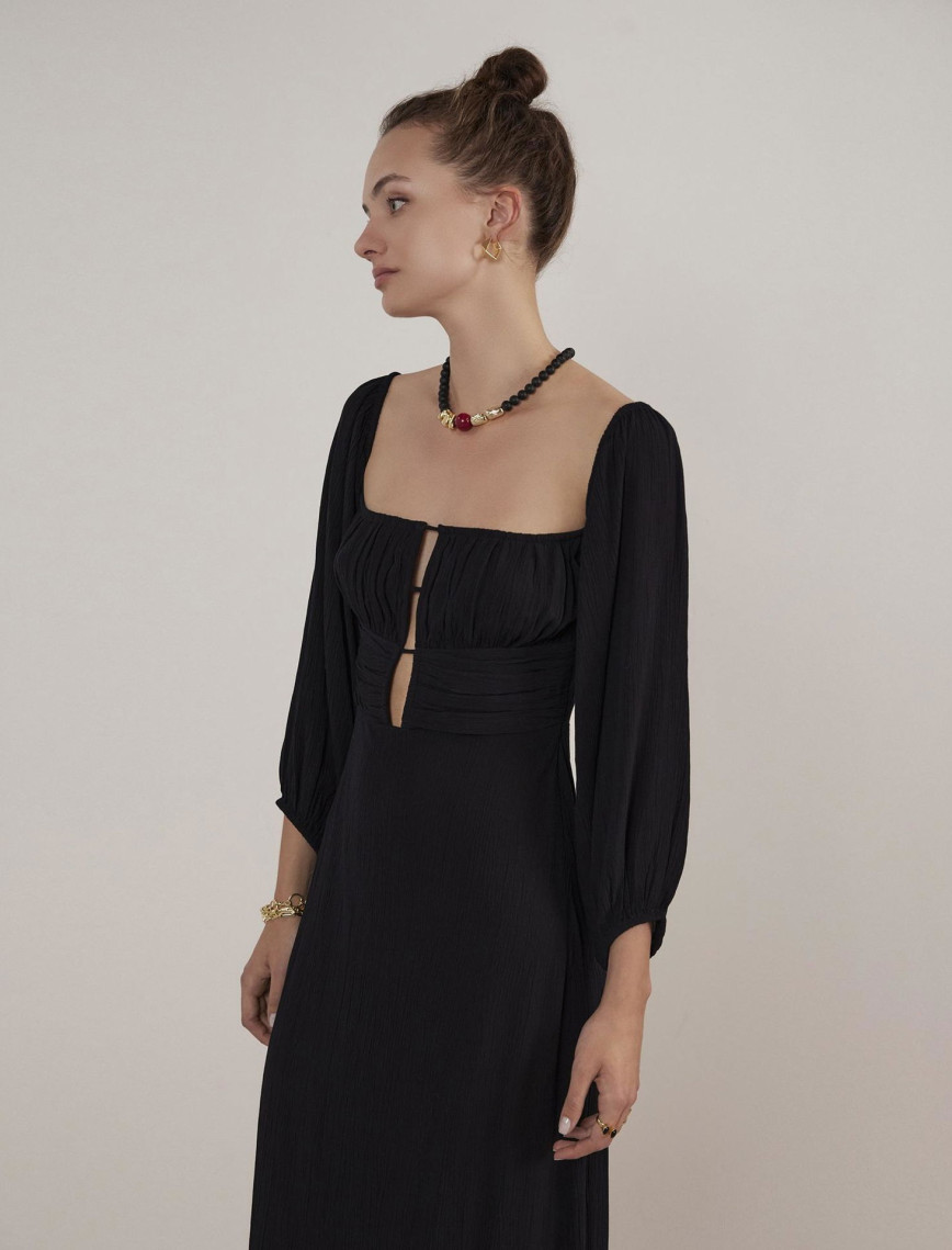 YARGICI Uzun Kollu Uzun Elbise