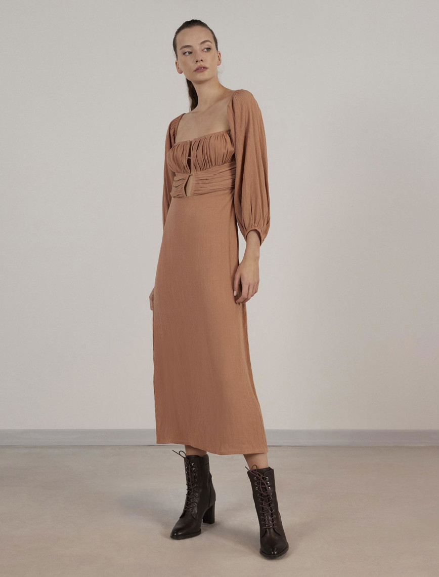 YARGICI Uzun Kollu Uzun Elbise