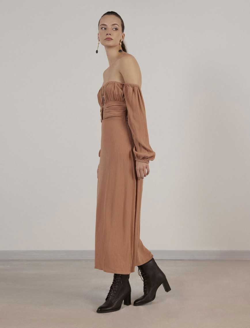 YARGICI Uzun Kollu Uzun Elbise