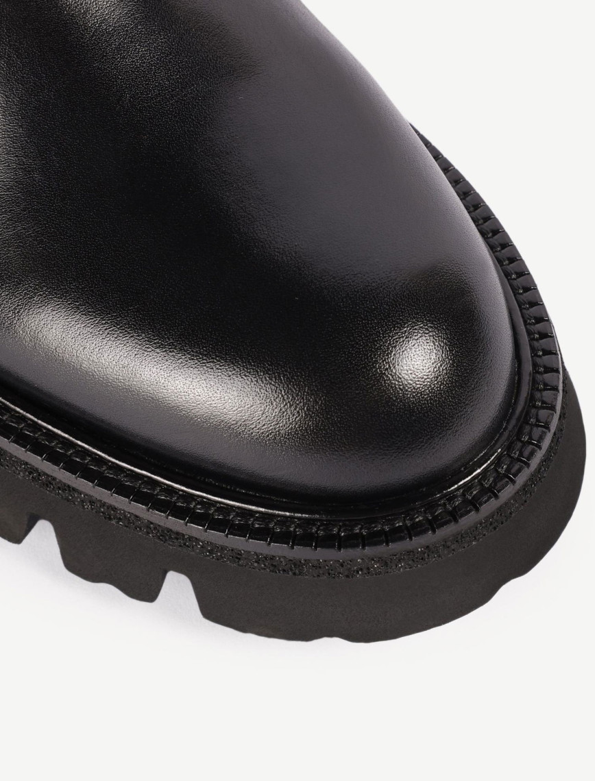 YARGICI Kumaş Detaylı Deri Uzun Bot YARGICI Kumaş Detaylı Deri Uzun Bot