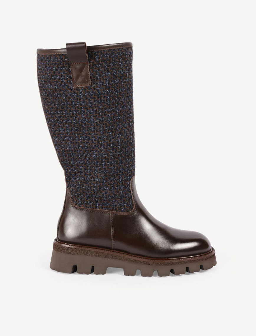 YARGICI Kumaş Detaylı Deri Uzun Bot YARGICI Kumaş Detaylı Deri Uzun Bot