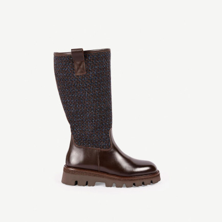 YARGICI Kumaş Detaylı Deri Uzun Bot YARGICI Kumaş Detaylı Deri Uzun Bot