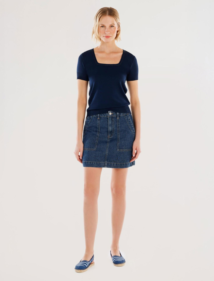 YARGICI Kare Yaka Yarım Kollu Triko YARGICI Kare Yaka Yarım Kollu Triko