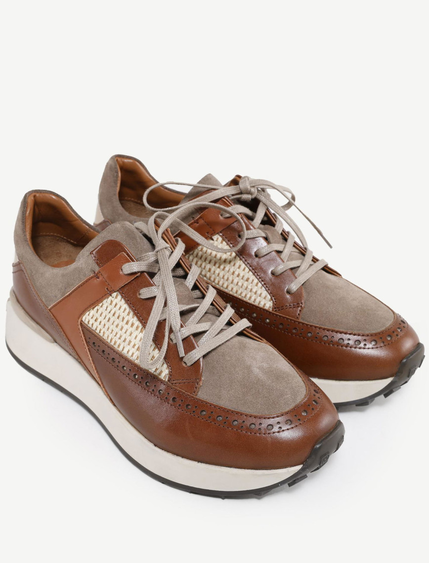 YARGICI Hasır Detaylı Maskülen Deri Sneakers YARGICI Hasır Detaylı Maskülen Deri Sneakers