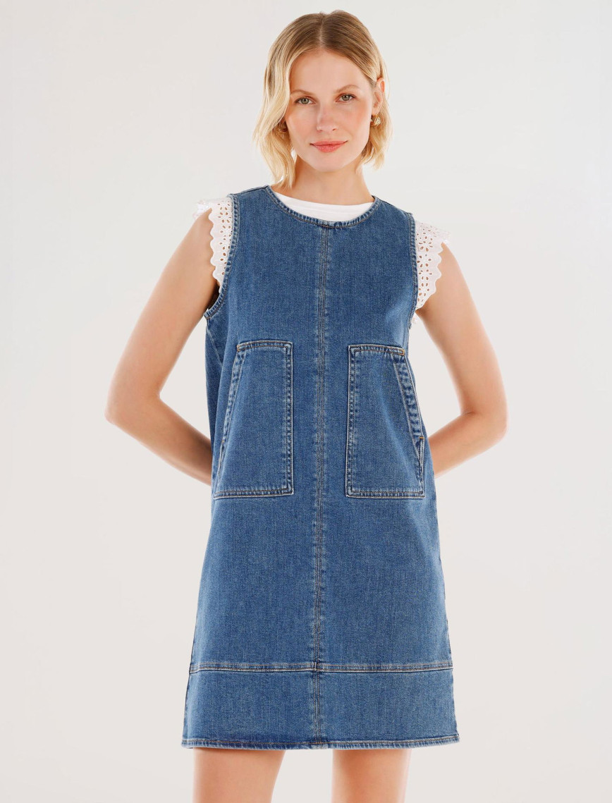 YARGICI Cepli Kısa Denim Elbise YARGICI Cepli Kısa Denim Elbise