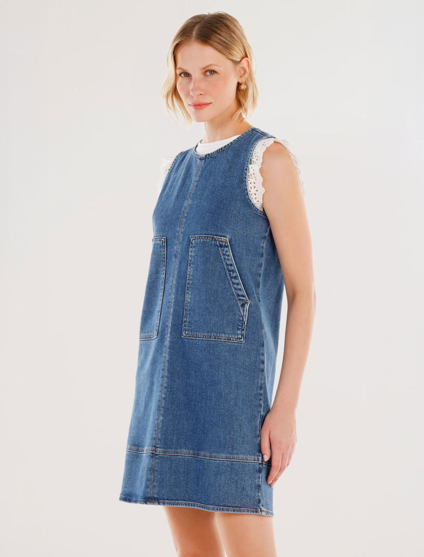 YARGICI Cepli Kısa Denim Elbise YARGICI Cepli Kısa Denim Elbise