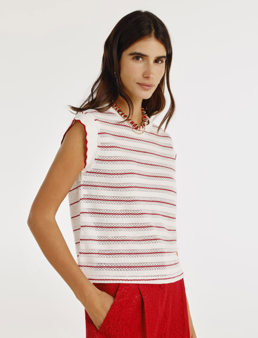 YARGICI Kol Ucu Ribana Detaylı Bisiklet Yaka Kolsuz T-shirt YARGICI Kol Ucu Ribana Detaylı Bisiklet Yaka Kolsuz T-shirt