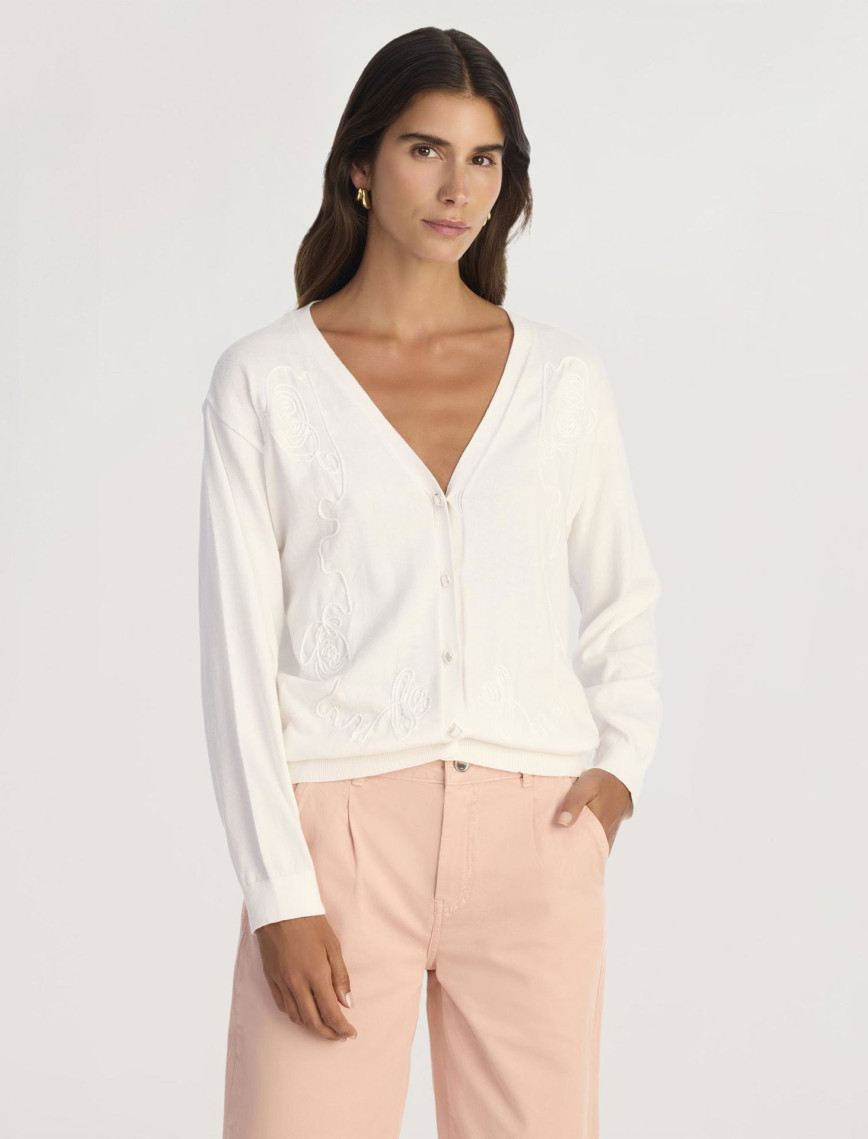 YARGICI V Yaka Nakışlı Hırka YARGICI V Yaka Nakışlı Hırka