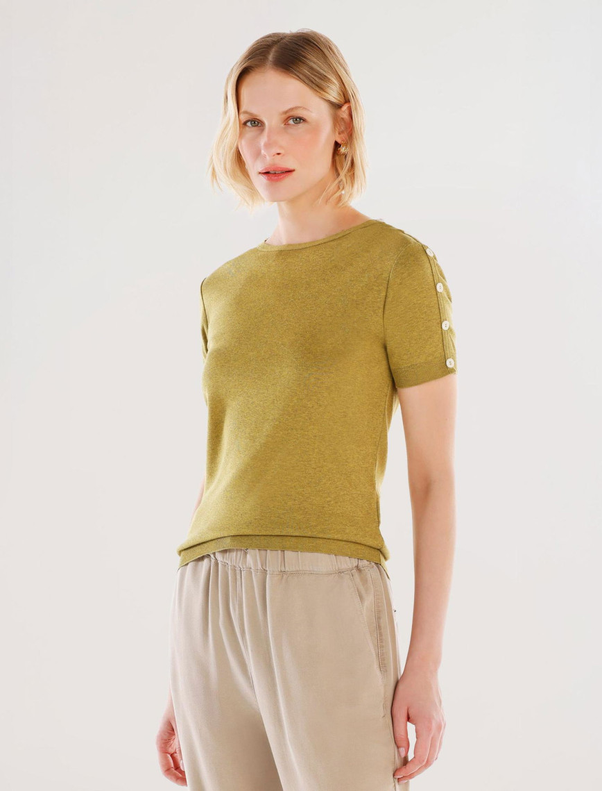 YARGICI Omuz Detaylı Kısa Kollu Triko