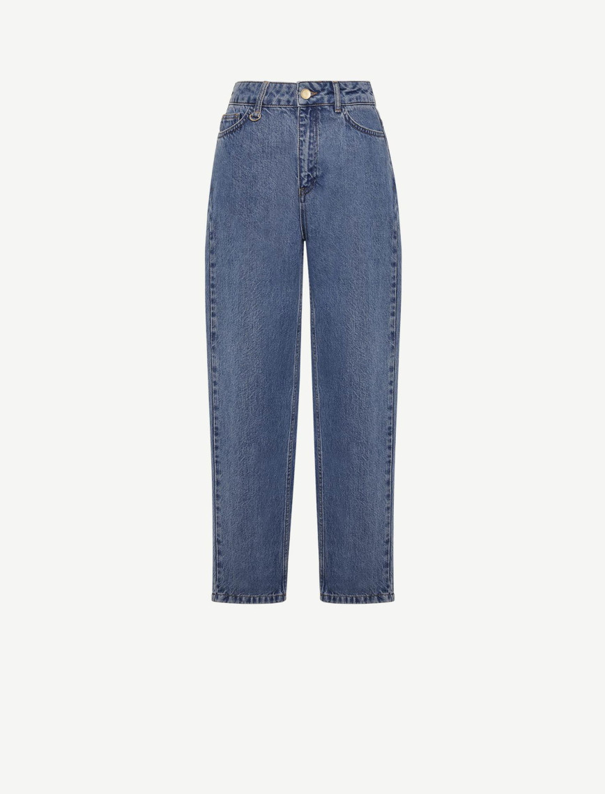 YARGICI Kemer Aksesuarlı Yüksel Bel Mom Fit Denim Pantolon YARGICI Kemer Aksesuarlı Yüksel Bel Mom Fit Denim Pantolon