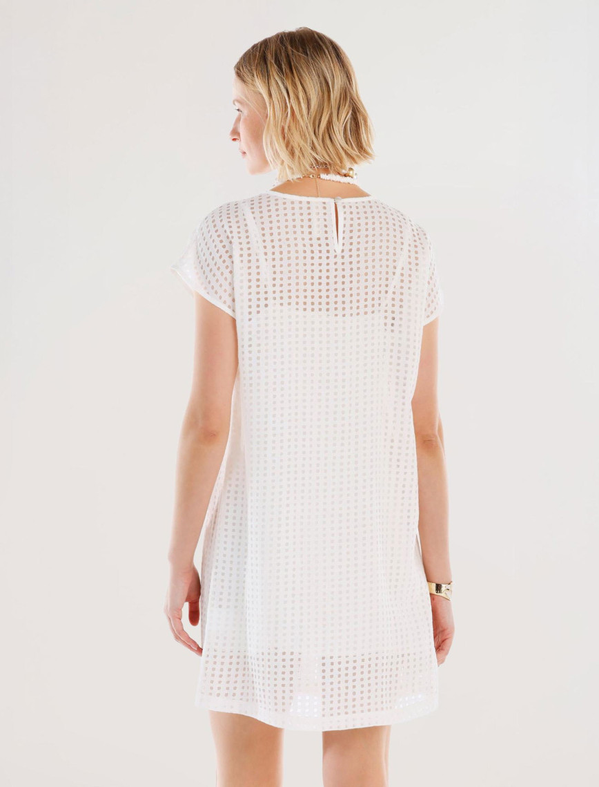 YARGICI Transparan Kumaşlı Kısa Kollu Kısa Elbise