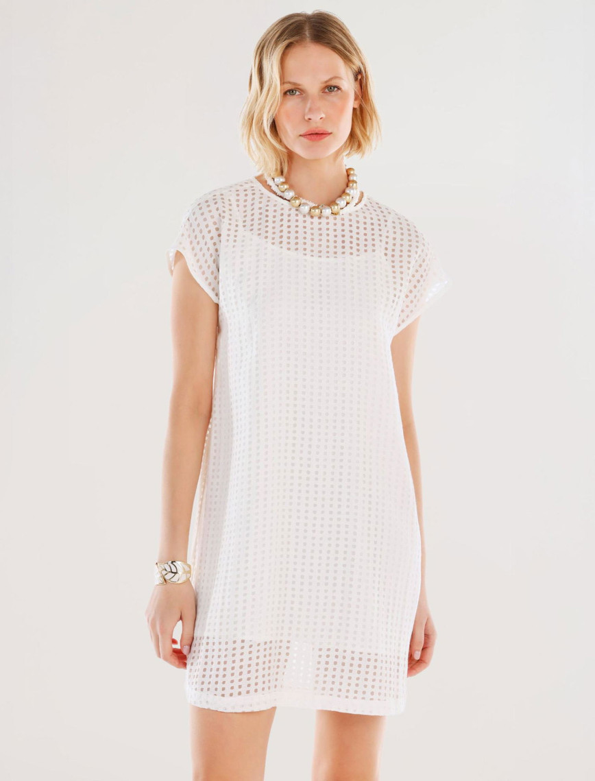 YARGICI Transparan Kumaşlı Kısa Kollu Kısa Elbise