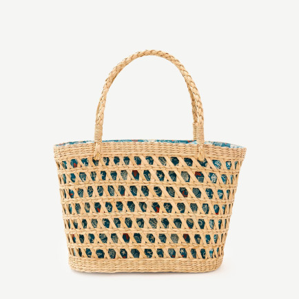 YARGICI Desen Kumaş Astarlı Rattan Çanta YARGICI Desen Kumaş Astarlı Rattan Çanta