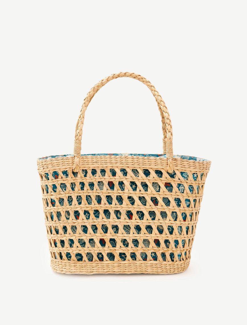 YARGICI Desen Kumaş Astarlı Rattan Çanta YARGICI Desen Kumaş Astarlı Rattan Çanta