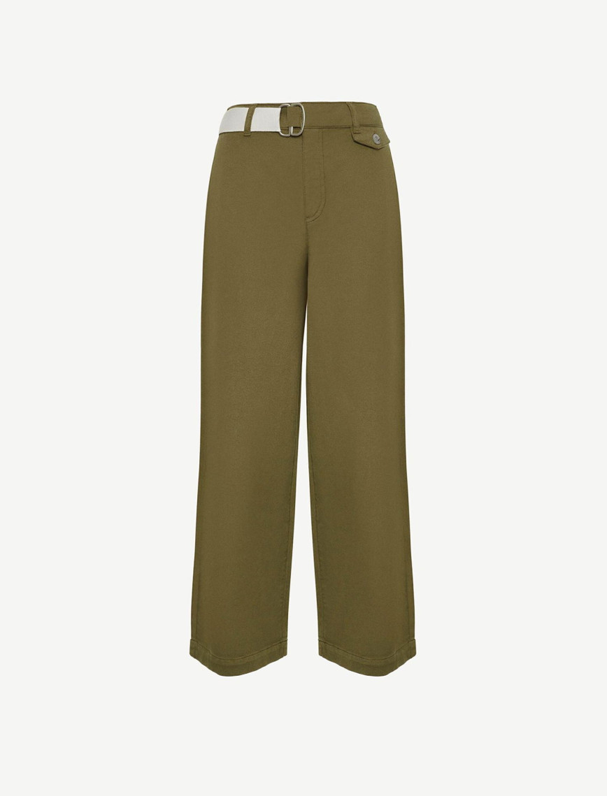 Kemer Detaylı Normal Bel Geniş Paça Denim Pantolon Kemer Detaylı Normal Bel Geniş Paça Denim Pantolon