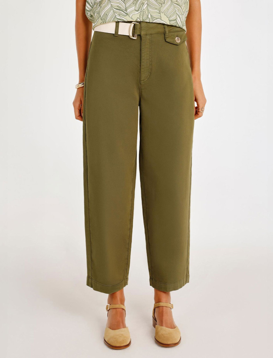 Kemer Detaylı Normal Bel Geniş Paça Denim Pantolon Kemer Detaylı Normal Bel Geniş Paça Denim Pantolon