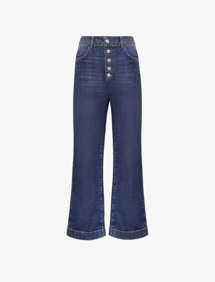 YARGICI Düğme Detaylı İspanyol Paça Normal Bel Denim Pantolon YARGICI Düğme Detaylı İspanyol Paça Normal Bel Denim Pantolon