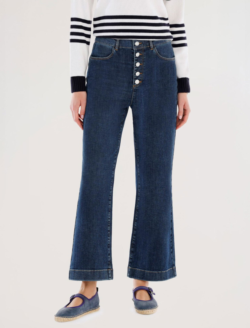 YARGICI Düğme Detaylı İspanyol Paça Normal Bel Denim Pantolon YARGICI Düğme Detaylı İspanyol Paça Normal Bel Denim Pantolon