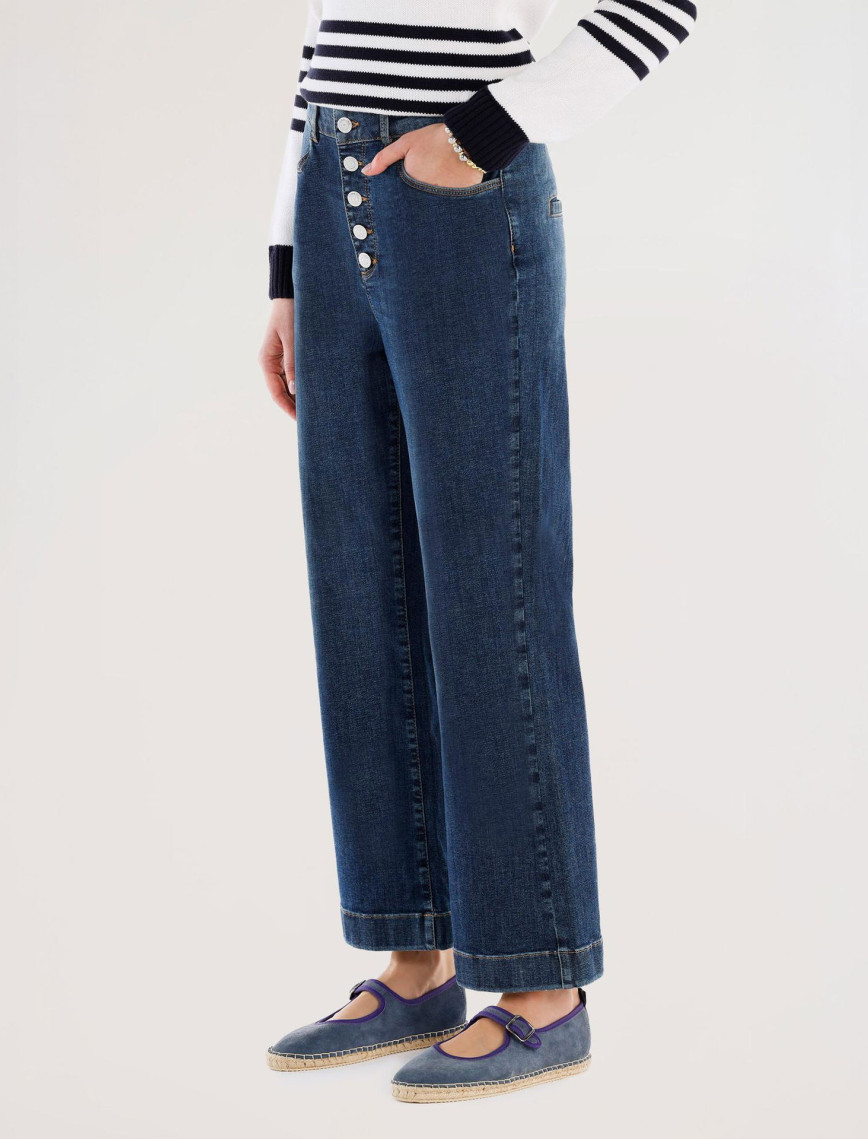 YARGICI Düğme Detaylı İspanyol Paça Normal Bel Denim Pantolon YARGICI Düğme Detaylı İspanyol Paça Normal Bel Denim Pantolon