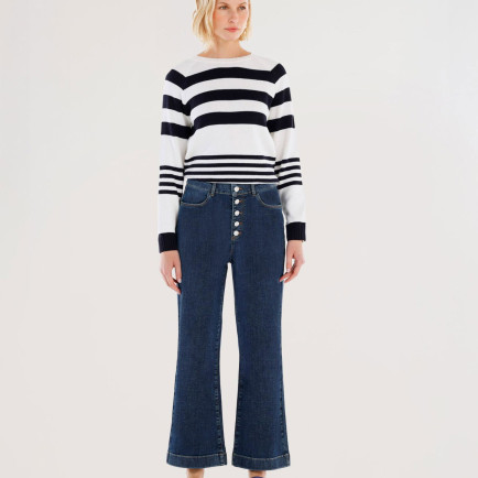 YARGICI Düğme Detaylı İspanyol Paça Normal Bel Denim Pantolon YARGICI Düğme Detaylı İspanyol Paça Normal Bel Denim Pantolon