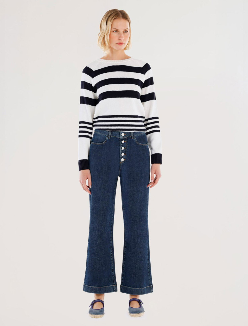 YARGICI Düğme Detaylı İspanyol Paça Normal Bel Denim Pantolon YARGICI Düğme Detaylı İspanyol Paça Normal Bel Denim Pantolon